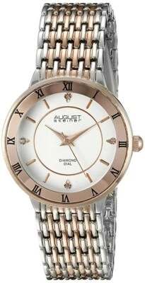 AUGUST STEINER Womens AS8178TTR Silver & Rose Gold 31mm Watch 130007 - Image 1 of 2