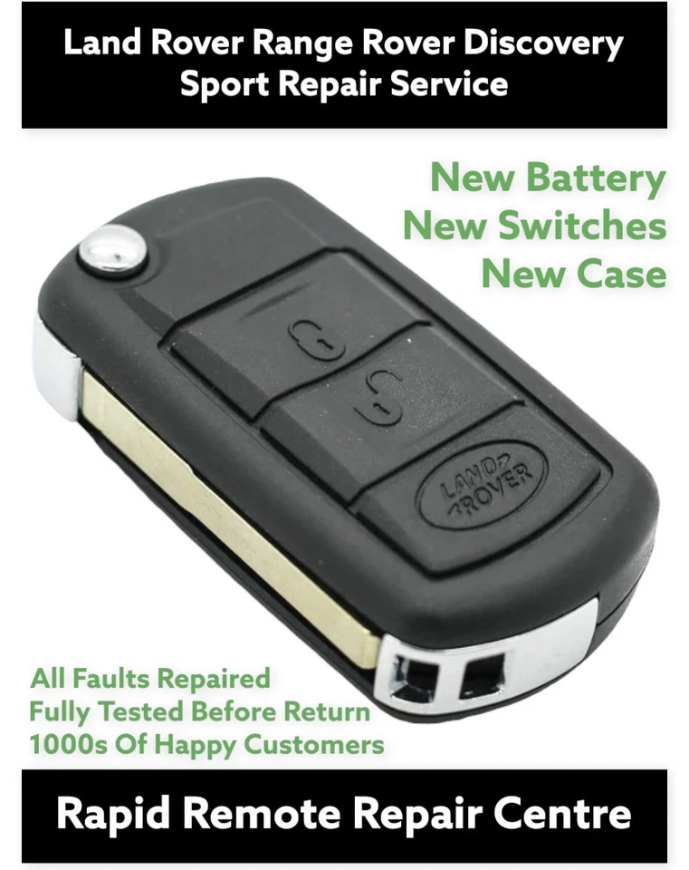REMOTEREPAIRCENTRE Repair Range Rover L322 3 Button Key Fob 2006 2007 2008 2009 New Case / Battery