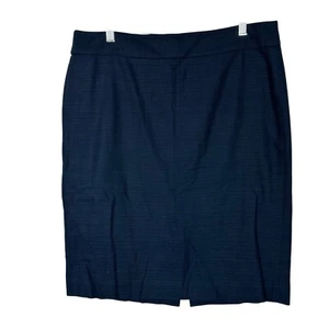 Falda J Crew Mujer Talla 10 Azul Marino Sarga Algodón Cáñamo Lápiz Oficina Clásico - Imagen 1 de 9