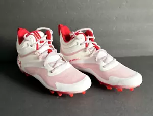 Botines Under Armour Command MC para Hombres NUEVOS 3025639-101 Blanco Rojo Lacrosse Talla 10 - Imagen 1 de 13