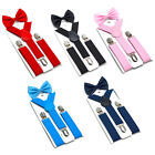 Soild Color Children Belt Bowtie Set Boys Girls Suspenders Clip-on Y-Back Braces
