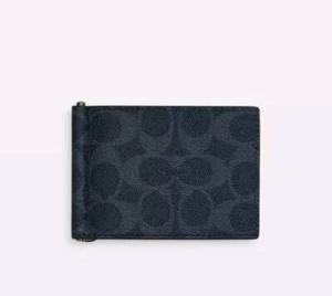 Coach Slim Money Clip Billfold Wallet In Signature Canvas - Picture 1 of 2