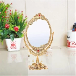 Double Side Table Mirror Gold Plated for Gift Love one Festival Gift Perfect for - Picture 1 of 11