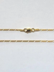 Solid Italian 925 Sterling Silver Hard 9ct 9k Gold Plated Figaro 3.1 Necklaces - Picture 1 of 8