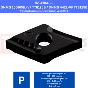10 x INGERSOLL DNMG 150608L-VF TT8125B para acero!NUEVO, ¡con factura! - Imagen 1 de 4
