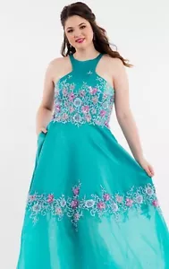 Rachel Allan 7848 Jade Green Pageant Prom Gown Dress sz 28W - Foto 1 di 2