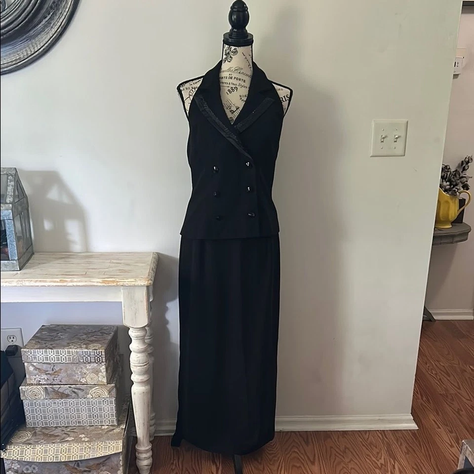 Conjunto formal chaleco y falda sin mangas vintage Metrostyle Y2K 2 piezas para mujer talla 10/M Foto 1 de 4