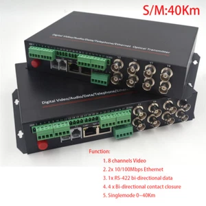 8CH Video 10/100Mbps Ethernet RS-422 Data Contact closure Fiber media converters - Picture 1 of 10