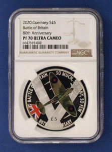 2020 Guernsey Silver Proof £5 coin "Battle of Britain" NGC PF70 with Case & COA - Picture 1 of 3