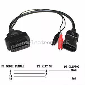 1X 3 Pin to 16 Pin OBD2 Adapter Connector Diagnostic Cable for Fiat Alfa Lancia - Bild 1 von 4
