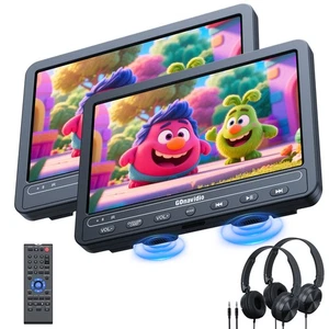 2X10,5" Tragbarer DVD Player für Kinder Auto Moniter Wiederaufladbarer Akku Region Frei - Bild 1 von 20