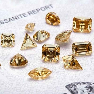 Champagne 0.1-5ct Multiple Shapes Moissanite Stone GRA VVS1 Wholesale Price - Image 1 of 4