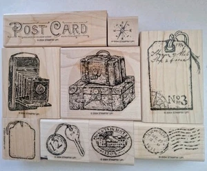 Stampin Up "Travel Post" 2004 Set of 9 Stamps Excellent Condition Vintage style - Picture 1 of 5