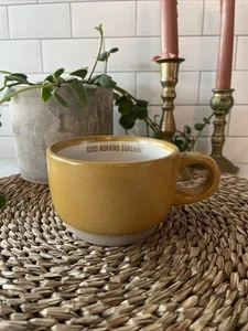 Hearth & Hand Magnolia Mustard Yellow Mug GOOD MORNING SUNSHINE Stoneware 4”x2.7 - Picture 1 of 8