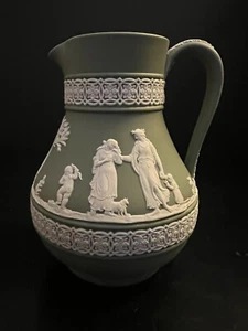 Wedgewood Pitcher Celadon Green Jasperware Etruscan Jug - Picture 1 of 13