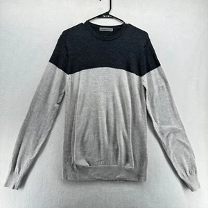 Suéter Pullover Rompehielos Negro Gris Para Hombre Pequeño Manga Larga Cuello Redondo Tejido - Imagen 1 de 8