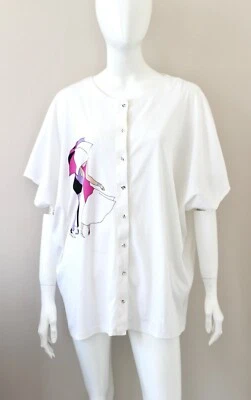 GIVENCHY En Plus Camisa Algodón Blanco Top Blusa Lagenlook Talla Grande 46 UK16 Foto 1 de 4