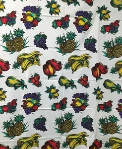 Vintage Fruit Fabric Cotton Quilt Sew Pineapple Grapes, Strawberry, Apple 1.5 YD - Picture 1 of 5