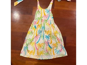 CWD kids girl's size 10 white sundress multicolor palm trees  - Picture 1 of 4