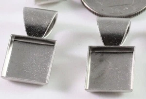 5 colgantes de bisel Patera cuadrado de latón chapado en plata de 11 mm * - Imagen 1 de 4