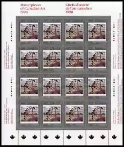 Canada - Scott 1271 - Full Pane of 16 Stamps - Masterpieces of Art - 1990 - Picture 1 of 1