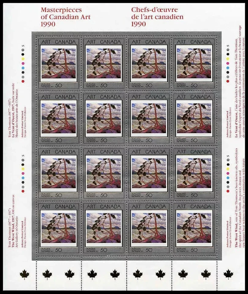 Canada - Scott 1271 - Full Pane of 16 Stamps - Masterpieces of Art - 1990 - Image 1 of 1
