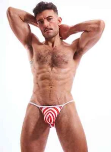 N2N Bodywear Men red stripe sexy ass swim bikini swimwear size M L XL - Picture 1 of 3