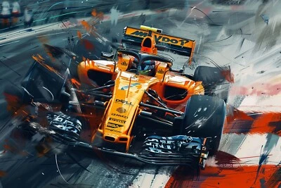 F1 Racing Car Formula 1 Canvas Picture Print Wall Art - Image 1 of 4