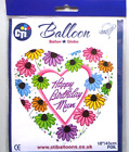 CTi Helium Foil Balloon 18" Happy Birthday Mum Flowers Heart Shape Silver 214379