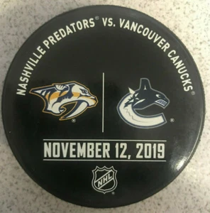 Nashville Predators vs Vancouver Canucks Official Warm Up Puck 12. November 2019 - Bild 1 von 2