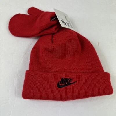 全新 Nike 2 件套 大学 红色 豆豆/手套 套装 男孩 2/4T 全新带标签 — 第 1/4 张图片