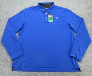 Ralph Lauren Chaps Polo Shirt Mens XL Blue Stretch Wicking Long Sleeve XL NEW - Picture 1 of 14