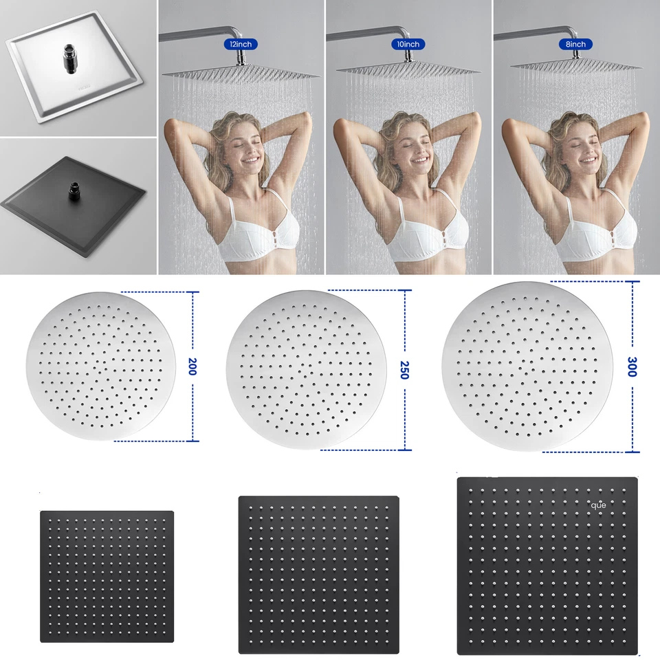 Kopfbrause Regendusche Regenbrause Brausekopf Duschkopf Edelstahl 8/10/12 Zoll - Bild 1 von 1