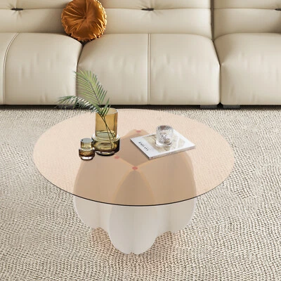 Mesa de Centro, Mesa de Centro Redonda de Vidrio para Salón, Mesa de Centro Única Foto 1 de 4