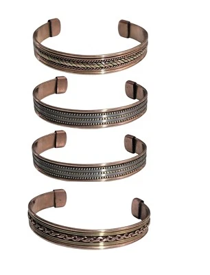 Paquete de 4 brazaletes tibetanos de cobre puro para terapia de artritis nuevos Foto 1 de 4