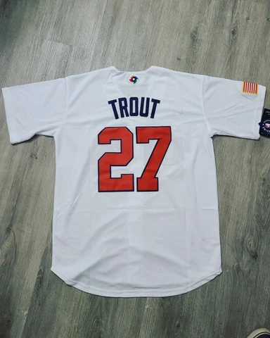 Mike Trout #27 White team USA WBC Jersey Cover