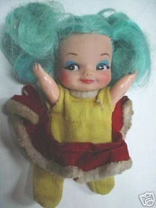 1960s FINGER DING DOLL REMCO-SALLY ICE SKATER-BLUE HAIR - Picture 1 of 1