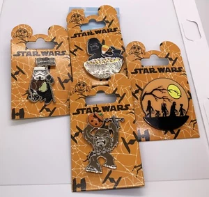 JUEGO DE 4 PINES STAR WARS DE HALLOWEEN 2015 - CHEWBACCA DARTH VADER EWOK LEIA YODA - Imagen 1 de 5