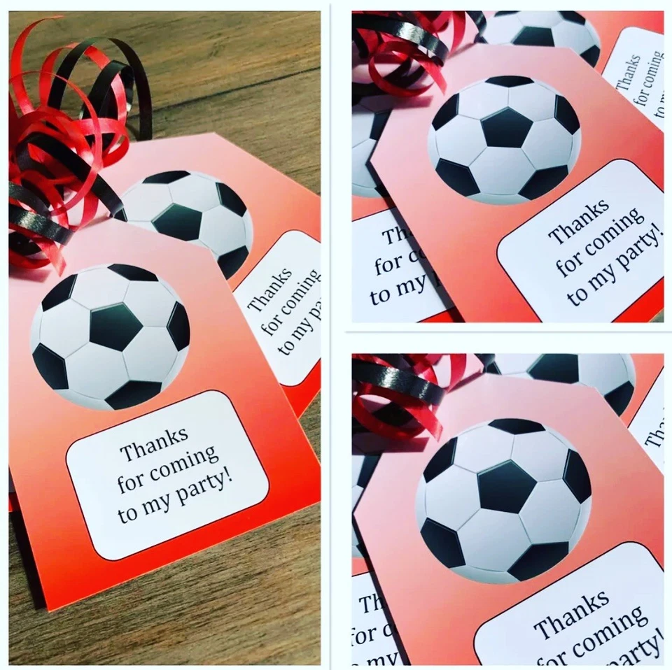 5 x Personalizado FÚTBOL ROJO TEMÁTICO Bolso de Fiesta Etiquetas REGALO ETIQUETAS BOLSO FIESTA ETIQUETAS Foto 1 de 4