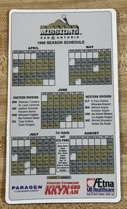 1998 San Antonio Missions Baseball Schedule Magnet - Picture 1 of 2