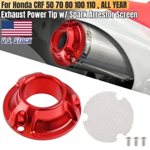 Aluminum Red Exhaust Power Tip+Spark Arrestor Screen For Honda CRF 50 70 80 100 - Picture 1 of 12