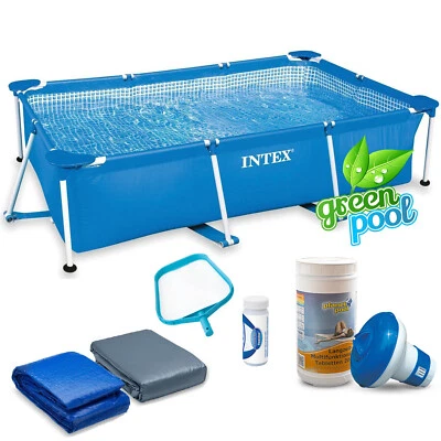 6 in1 Set Green Pool Frame Pool Gartenpool Schwimmbecken 260 x 160 x 65 cm Intex - Bild 1 von 4