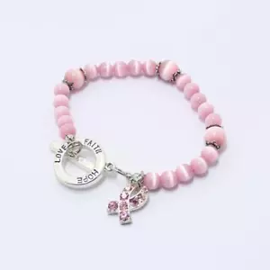 Pink Cat Eye Cancer Bracelet | Together we can find a cure - Picture 1 of 6