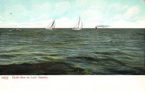 Vintage Postkarte 1900er Blick auf Yachtrennen auf dem Lake Ontario Kanada DOSE - Bild 1 von 2