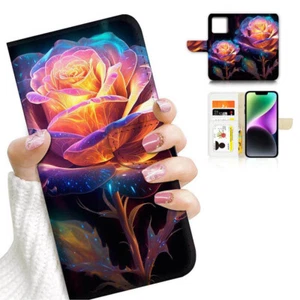 ( For iPhone 14 Pro Max ) Wallet Flip Case Cover AJ26802 Rose - Picture 1 of 6