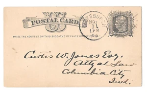 Sc UX5 Pittsburgh PA 1879 Fancy Cancel 4 Pane Angled Grids Killer Postal Card - Picture 1 of 3