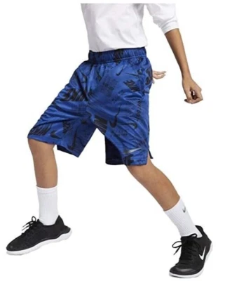 Nike Dry Boys 8" Blue/Black All Over Print Training Shorts (AQ9551-438) Size L  - Image 1 of 4