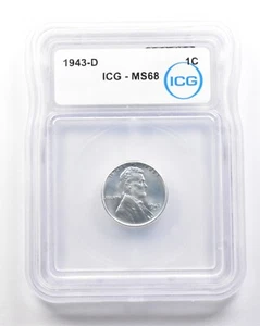 1943-D Lincoln Wheat Cent MS68 ICG *7407 - Picture 1 of 3