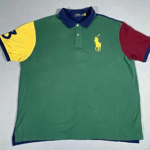 Polo Ralph Lauren Shirt Men 3XB Classic Fit Big Pony Color Block Mesh No 3 Rugby - Picture 1 of 11