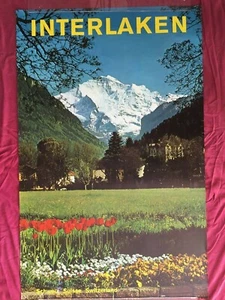 " INTERLAKEN " Schweiz Suisse Switzerland Original Vintage 1960's Travel Poster - Picture 1 of 7